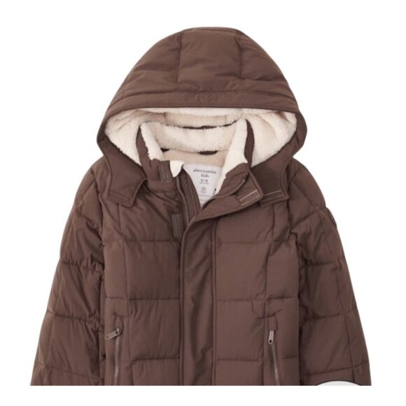 Abercrombie Kids Brown Jacket Size 13/14 Sherpa Insulated Puffer Jacket - Picture 1 of 10